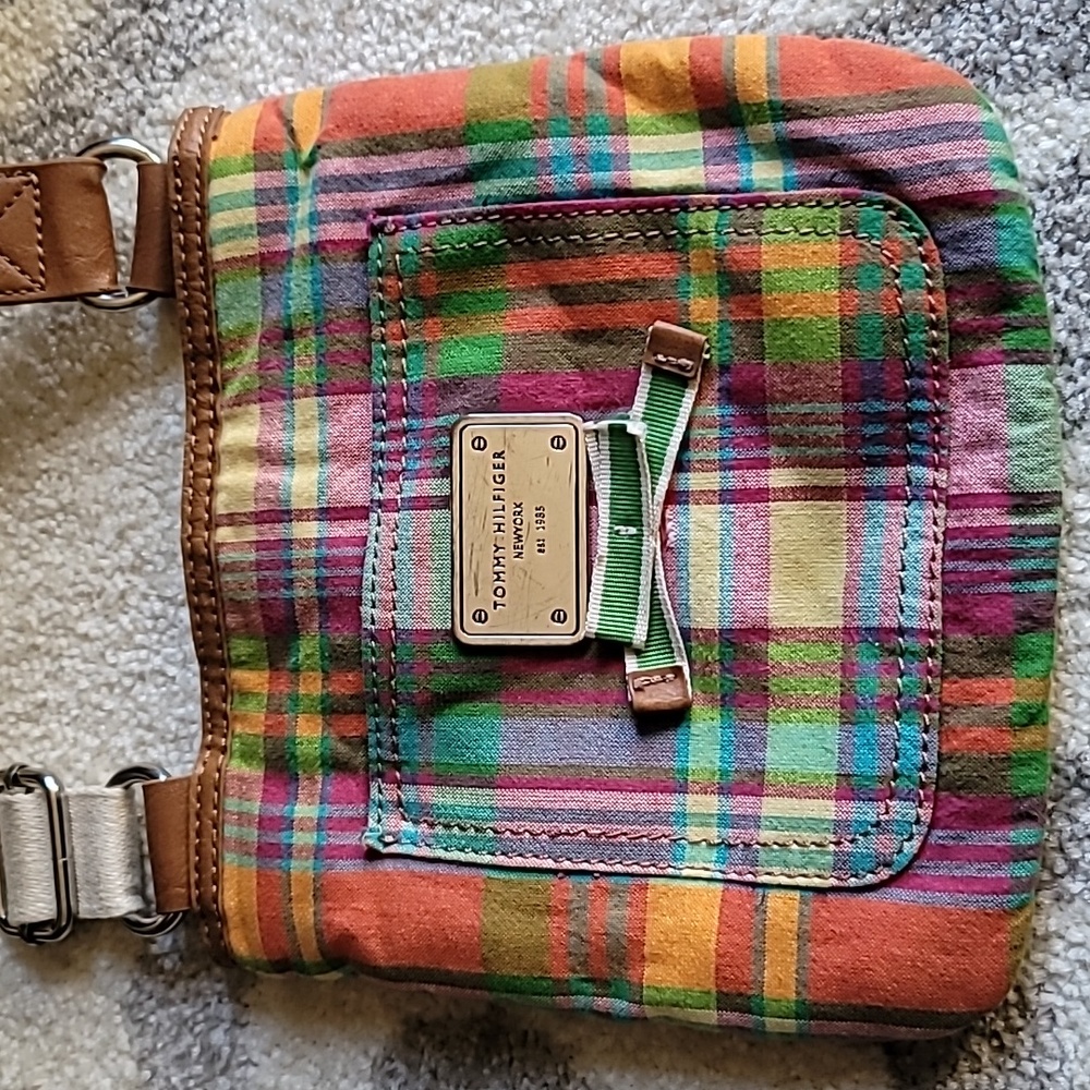 Tommy Hilfiger crossbody small plaid lightweight festive textile minimalist